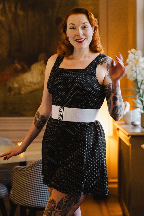 Banned Retro - Spotty playsuit in zwart en wit 2