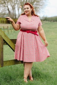 Topvintage Boutique Collection - Topvintage exclusive ~ Celia gingham swing jurk in rood en wit