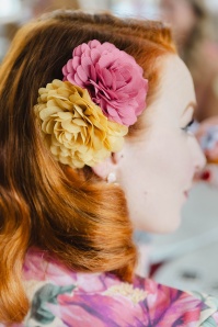 Urban Hippies - Haarbloemen set in rosewood, cream en Venice yellow 2