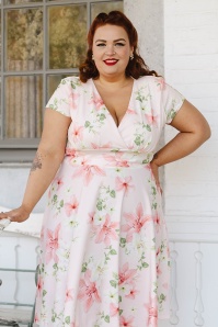 Vintage Chic for Topvintage - Topvintage exclusive ~ Esmeralda Lily swing jurk in lichtroze