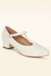 Banned Retro - Mary Jane Patent T-Strap pumps in gebroken wit 2