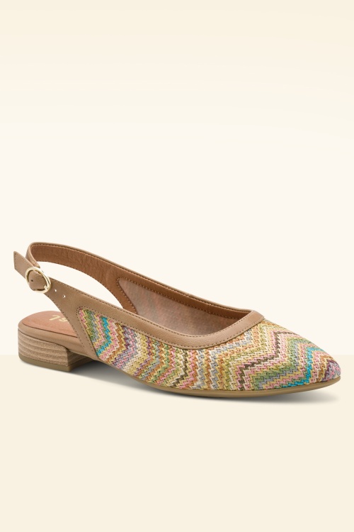 Jana Shoes - Zoe Zigzag Softline Vegan slingbacks in beige and multi 2