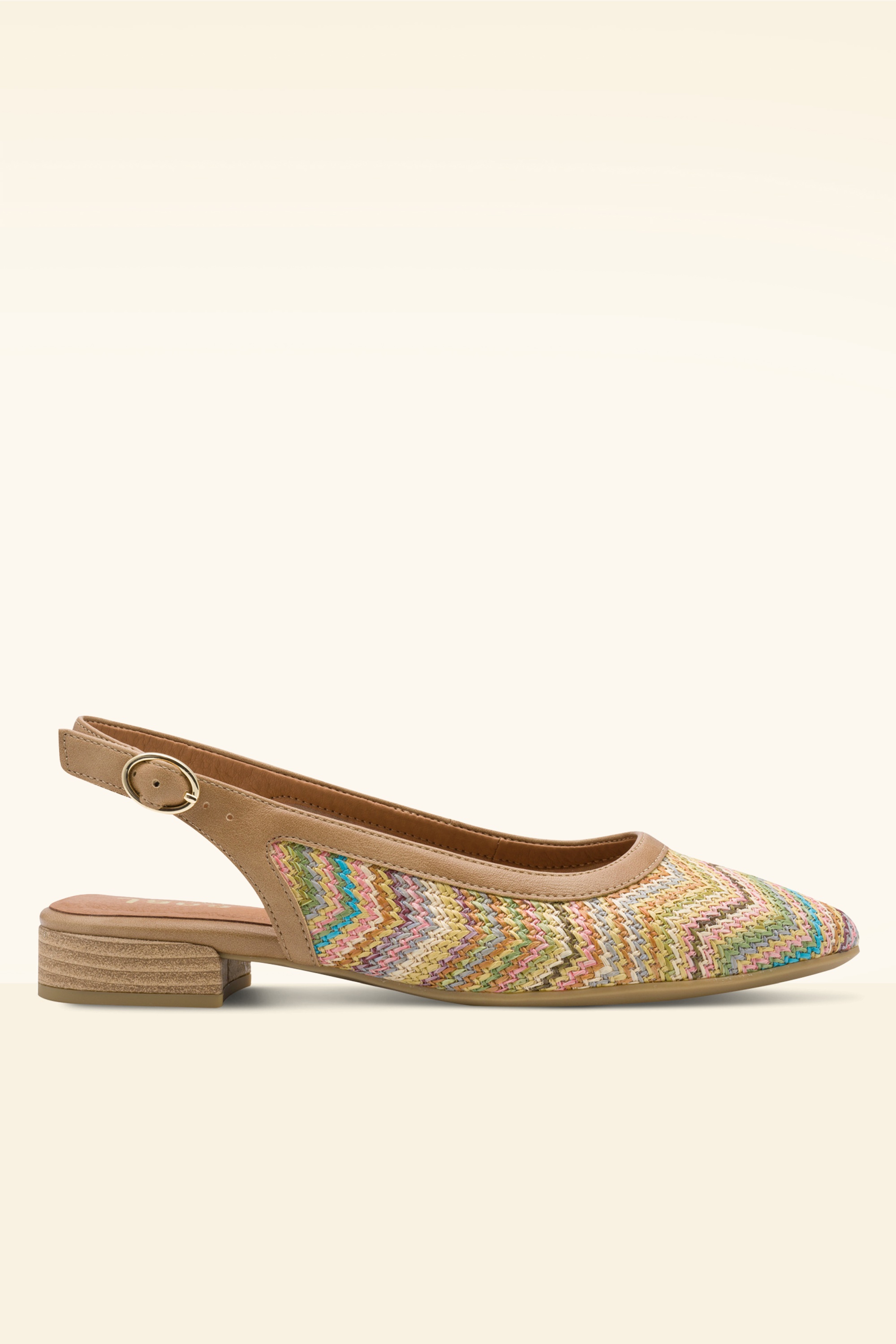 Jana Shoes - Zoe Zigzag Softline Vegan slingbacks in beige and multi