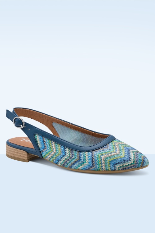 Jana Shoes - Zoe Zigzag Softline Vegan slingbacks in blauw 2