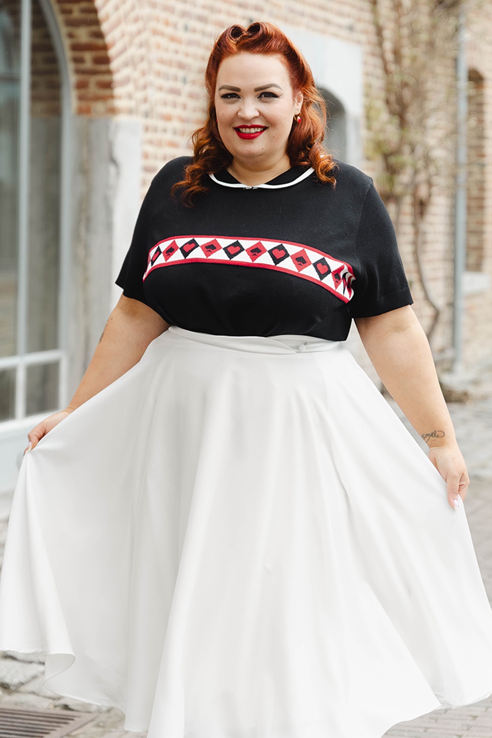 Banned Retro - Legacy swing rok in gebroken wit