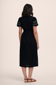 Sugarhill Brighton - Lainey Floral Vine midi jurk in zwart 2