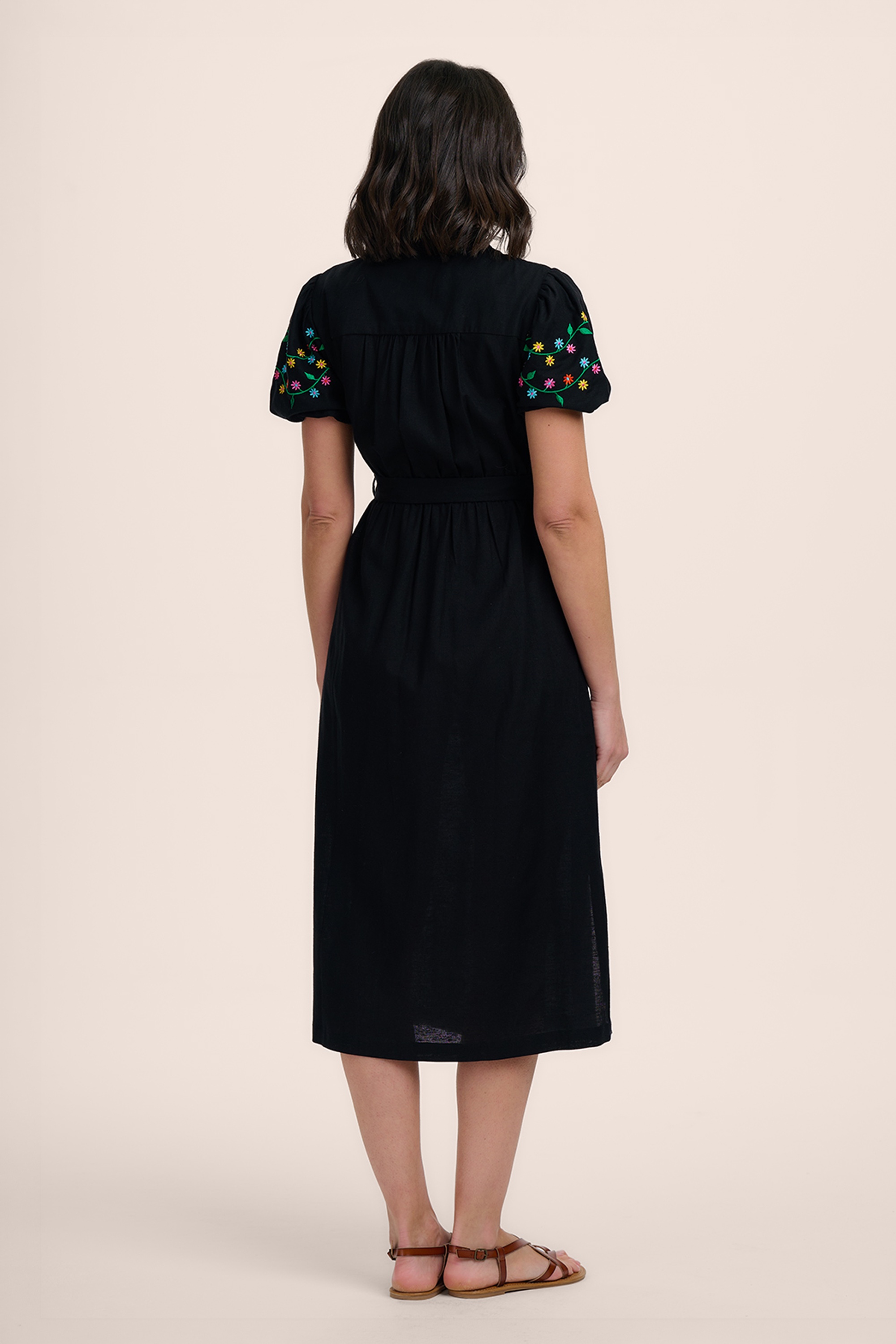 Sugarhill Brighton - Lainey Floral Vine midi jurk in zwart 2