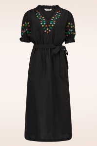 Sugarhill Brighton - Lainey Floral Vine midi jurk in zwart 5