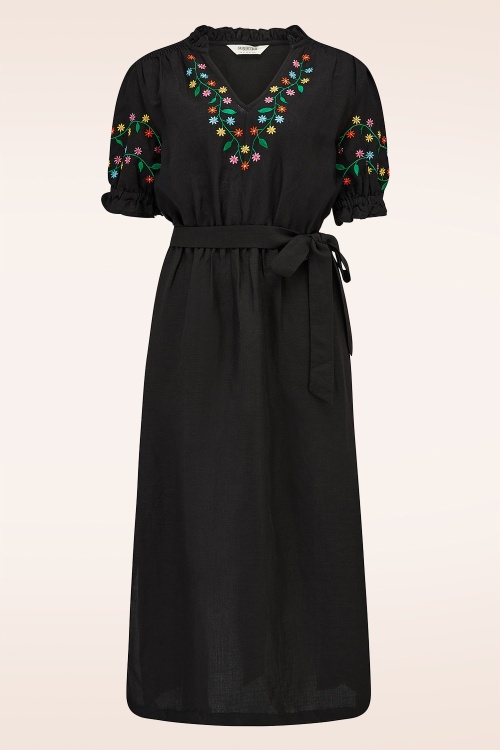 Sugarhill Brighton - Lainey Floral Vine midi jurk in zwart 5