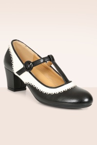 Banned Retro - Vintage Voyager pumps in zwart en wit 3