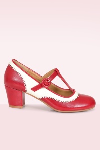 Banned Retro - Vintage Voyager pumps in rood en wit