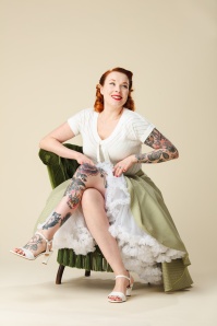 Banned Retro - Lola Lifeforms-rok in wit 4