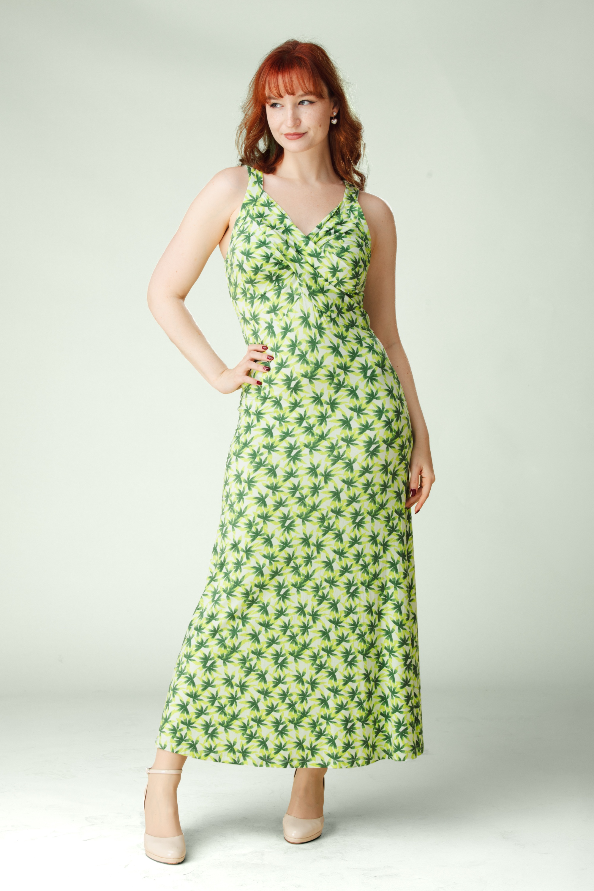 Surkana - Dani gedrapeerde strap jurk in lichtgroen