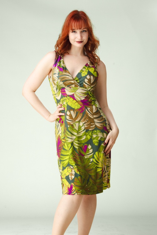 Surkana - Leafy Delight jurk in multi
