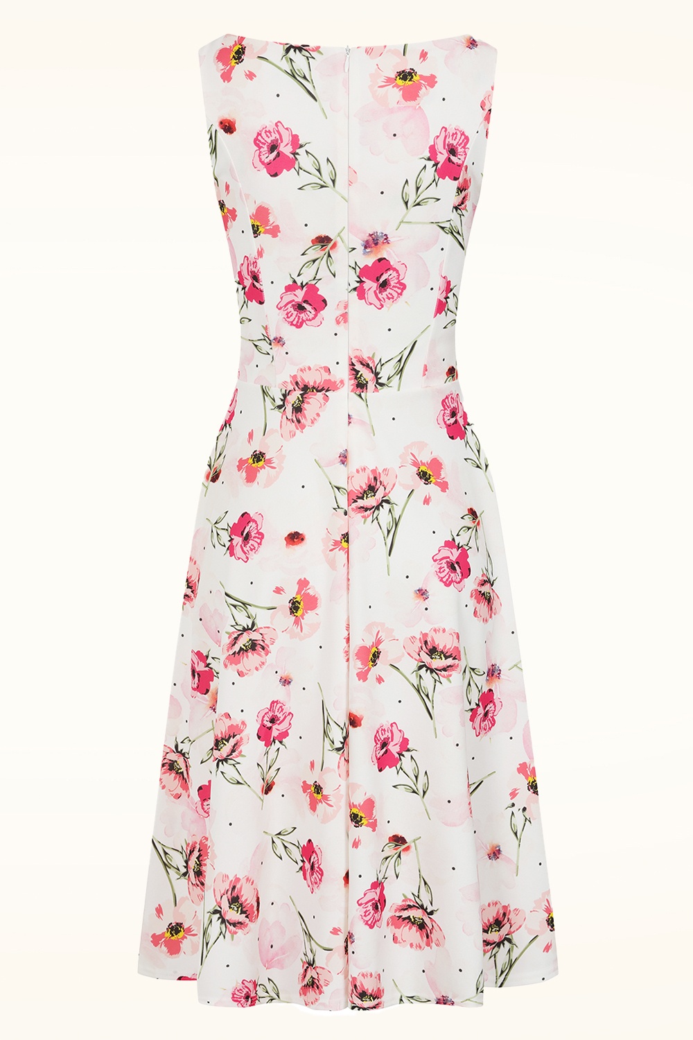 Vintage Chic for Topvintage - Topvintage Exclusive ~ Cindi Rose swing jurk in wit en roze 2