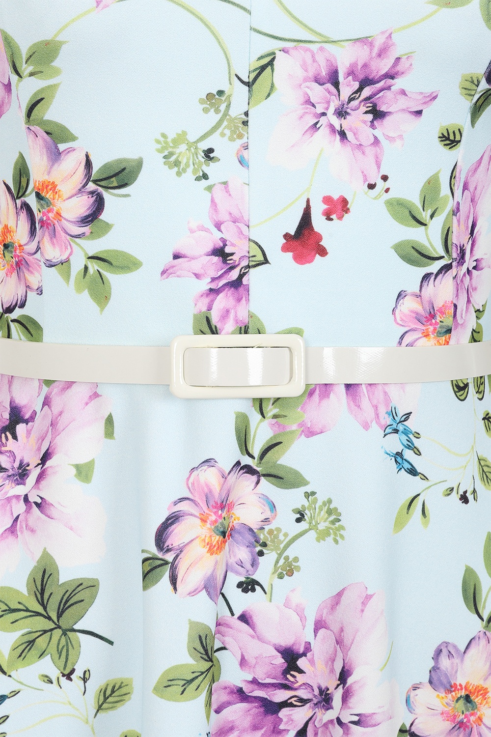 Vintage Chic for Topvintage - Topvintage Exclusive ~ Rosa floral swing jurk in lichtblauw 3