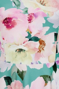Vintage Chic for Topvintage - Topvintage Exclusive ~ Cindi Floral swing jurk in turquoise en roze 3