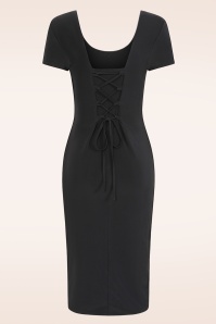 Vintage Chic for Topvintage - Topvintage exclusive ~ Margot Midnight pencil jurk in zwart 2