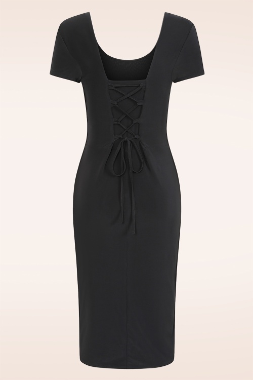 Vintage Chic for Topvintage - Topvintage exclusive ~ Margot Midnight pencil jurk in zwart 2