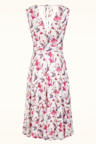 Vintage Chic for Topvintage - Topvintage exclusive ~ Jane Floral kolibrie swing jurk in wit en multi 2
