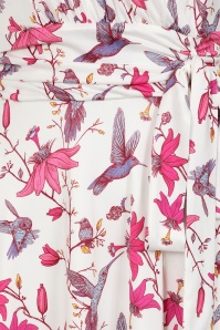 Vintage Chic for Topvintage - Topvintage exclusive ~ Jane Floral kolibrie swing jurk in wit en multi 3
