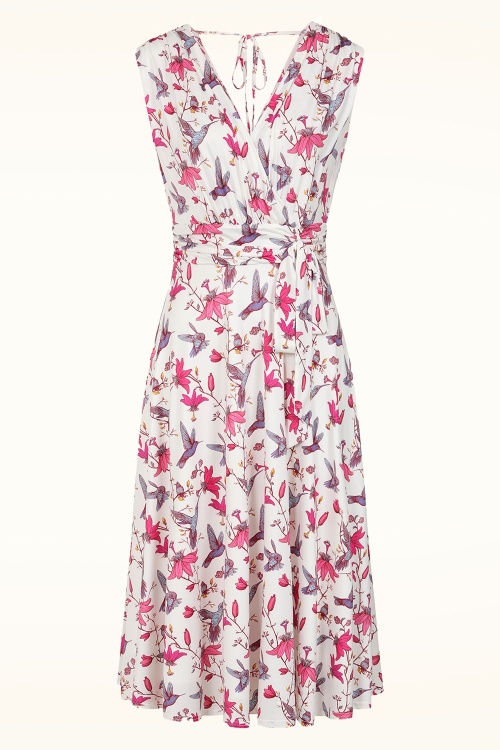 Vintage Chic for Topvintage - Topvintage exclusive ~ Jane Floral kolibrie swing jurk in wit en multi