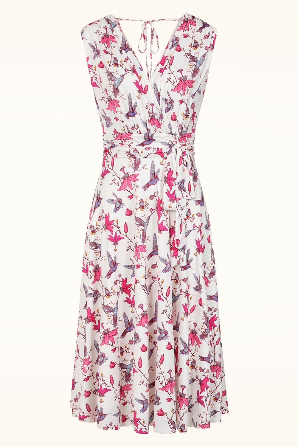 Vintage Chic for Topvintage - Topvintage exclusive ~ Jane Floral kolibrie swing jurk in wit en multi
