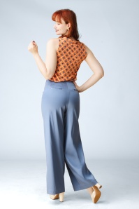 Surkana - Rori pantalon met wijde pijpen in dusty blauw 3