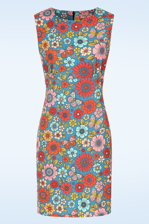 Vintage Chic for Topvintage - Topvintage exclusive ~ Betty Floral jurk in blauw