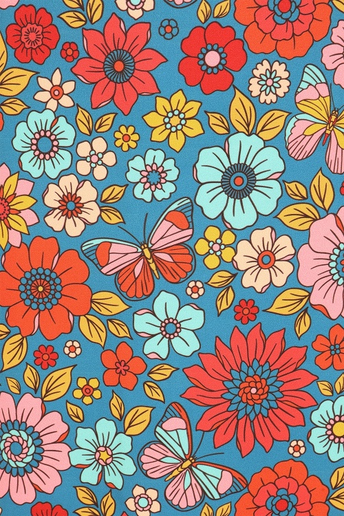 Vintage Chic for Topvintage - Topvintage exclusive ~ Betty Floral jurk in blauw 3