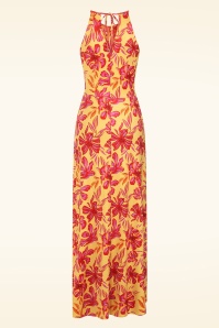 Vintage Chic for Topvintage - Topvintage exclusive ~ Melody Tropical Flower maxi jurk in geel 2