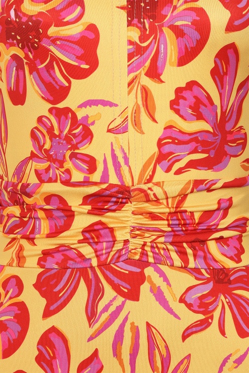 Vintage Chic for Topvintage - Topvintage exclusive ~ Melody Tropical Flower maxi jurk in geel 3