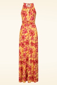 Vintage Chic for Topvintage - Topvintage exclusive ~ Melody Tropical Flower maxi jurk in geel