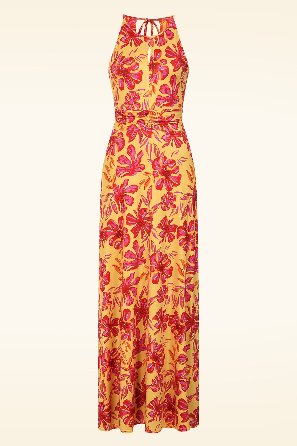 Vintage Chic for Topvintage - Topvintage exclusive ~ Melody Tropical Flower maxi jurk in geel