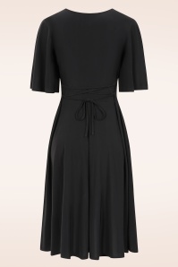 Vintage Chic for Topvintage - Topvintage exclusive ~ Cassie Slinky Ballerina swing jurk in zwart 2