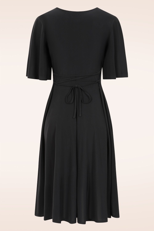 Vintage Chic for Topvintage - Topvintage exclusive ~ Cassie Slinky Ballerina swing jurk in zwart 2