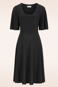 Vintage Chic for Topvintage - Topvintage exclusive ~ Cassie Slinky Ballerina swing jurk in zwart
