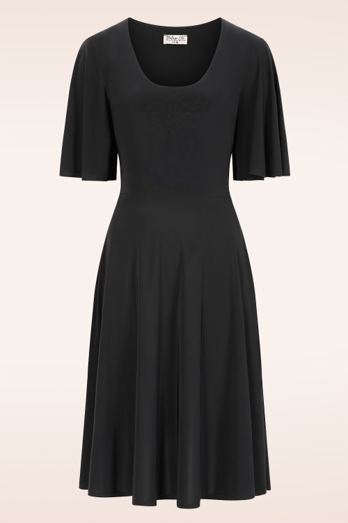 Vintage Chic for Topvintage - Topvintage exclusive ~ Cassie Slinky Ballerina swing jurk in zwart