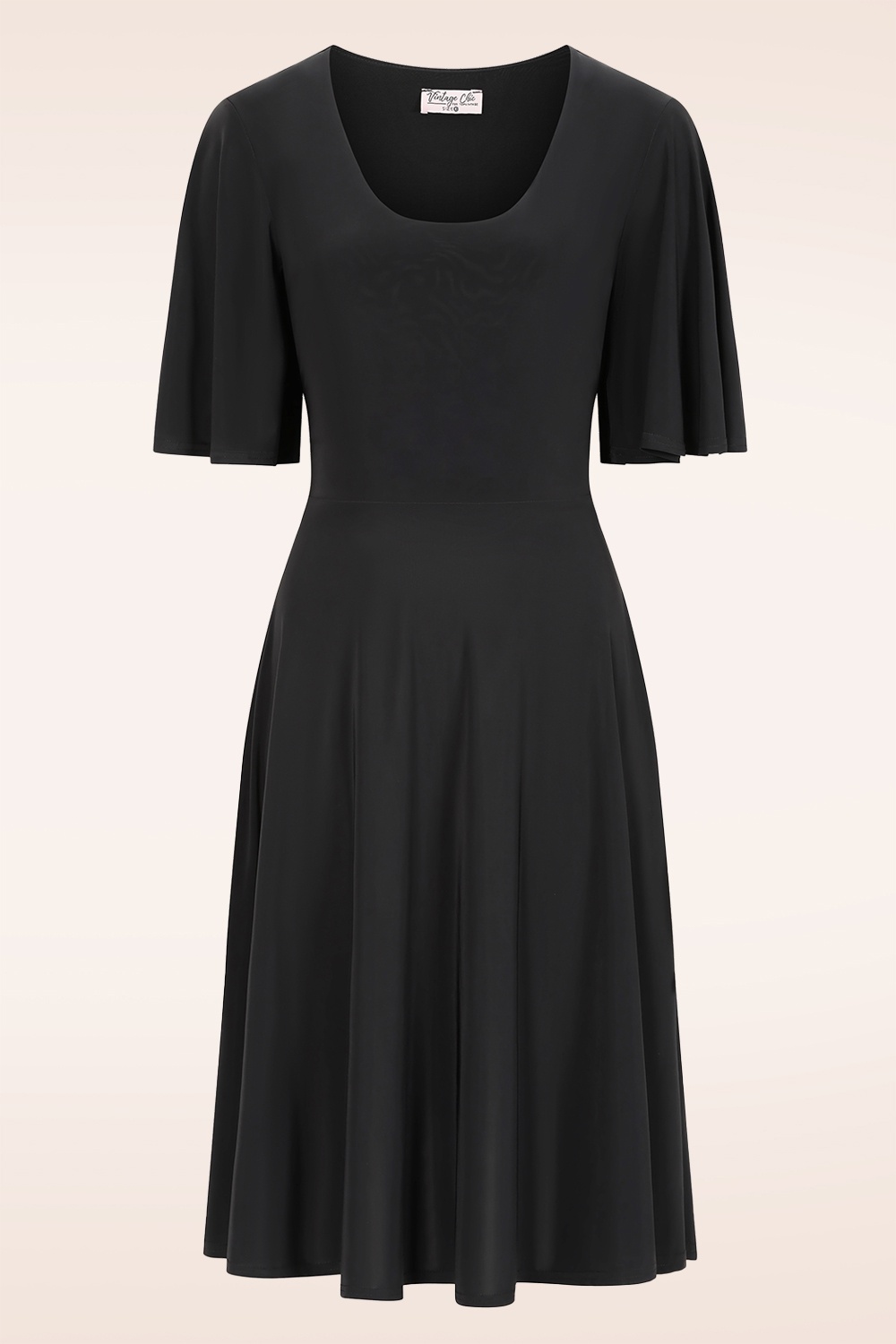 Vintage Chic for Topvintage - Topvintage exclusive ~ Cassie Slinky Ballerina swing jurk in zwart