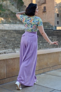 Miss Candyfloss - Harper Violette linnen palazzo broek in paars 3