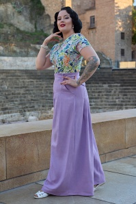 Miss Candyfloss - Harper Violette linnen palazzo broek in paars 2