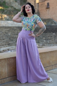 Miss Candyfloss - Harper Violette linnen palazzo broek in paars