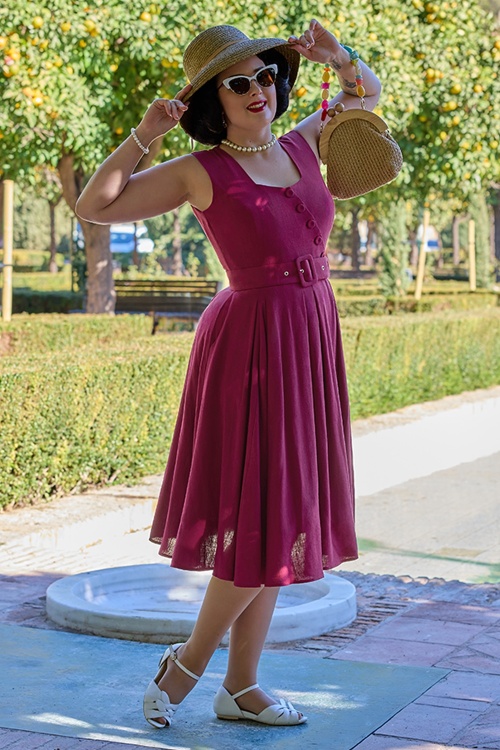 Miss Candyfloss - Raula Mai summer jurk in bessen rood 2