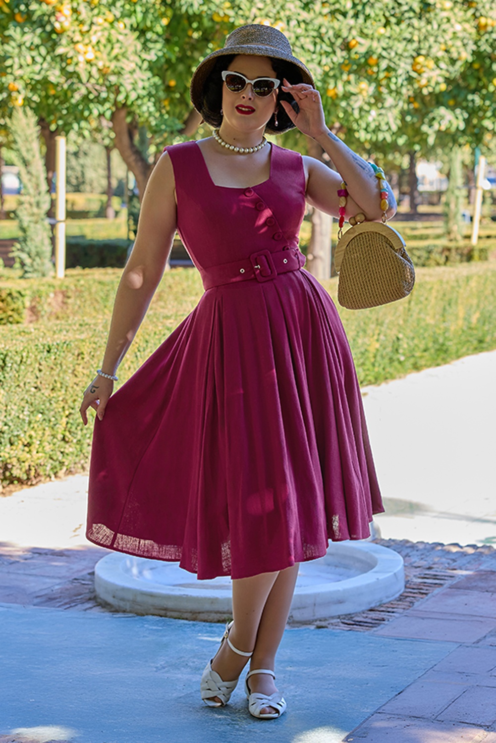 Miss Candyfloss - Raula Mai summer jurk in bessen rood