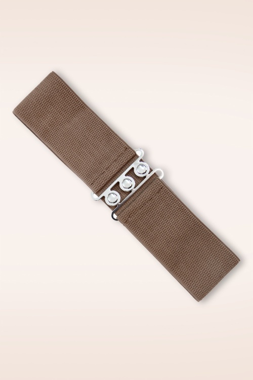 Banned Retro - Lauren Vintage Stretch riem in lichtbruin