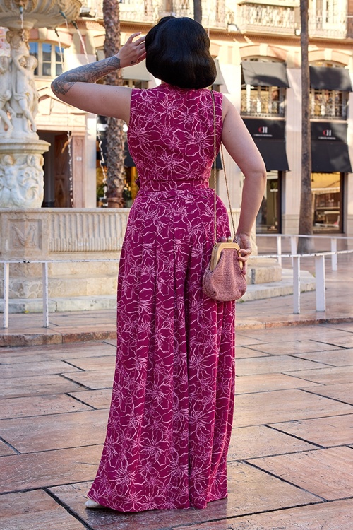 Miss Candyfloss - Eloane Mai jumpsuit in fuchsia floral 3