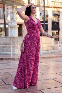 Miss Candyfloss - Eloane Mai jumpsuit in fuchsia floral