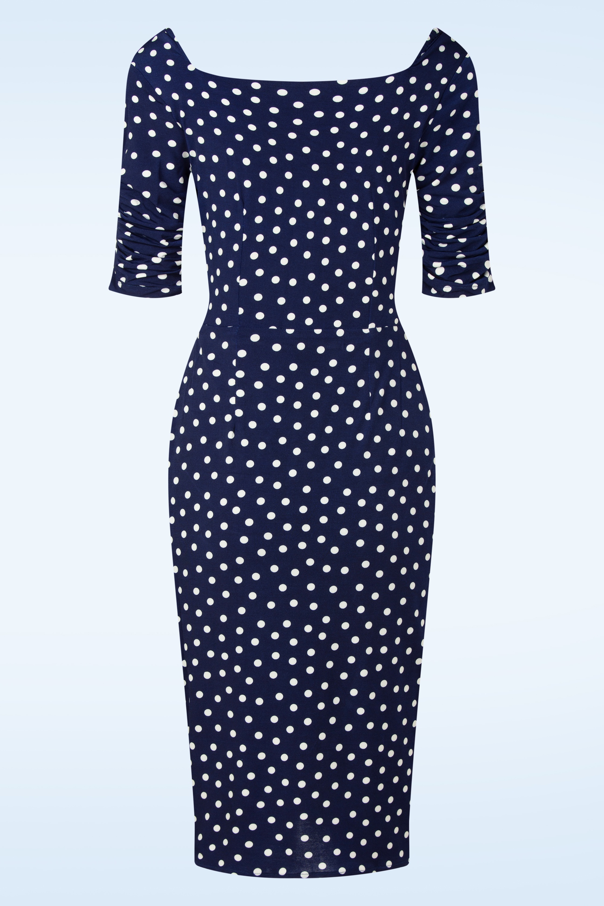 Vintage Diva  - Topvintage exclusive ~ Lilibet Polkadot pencil jurk in navy 6