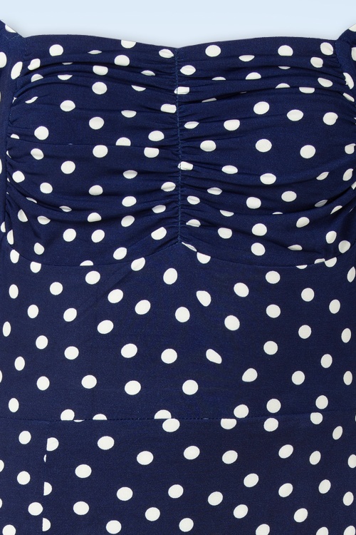 Vintage Diva  - Topvintage exclusive ~ Lilibet Polkadot pencil jurk in navy 4