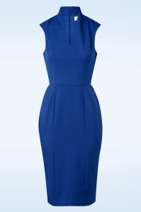 Vintage Diva  - Topvintage exclusive ~ Scarlet pencil jurk met overrok in koningsblauw 5